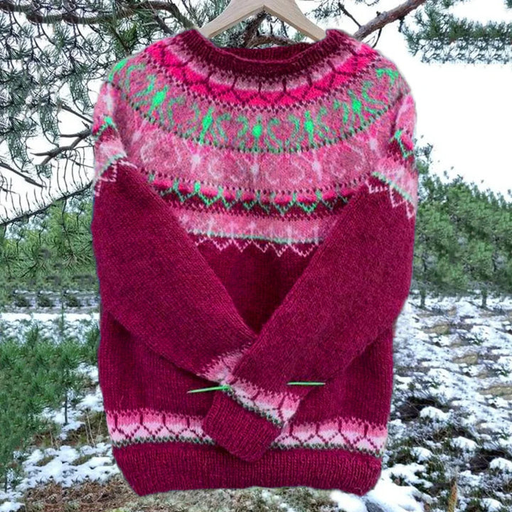 Damen nan Norwegerpullover aus Wollmix mit Rundhalsausschnitt und traditionellem Fair-Isle-Yoke Drune