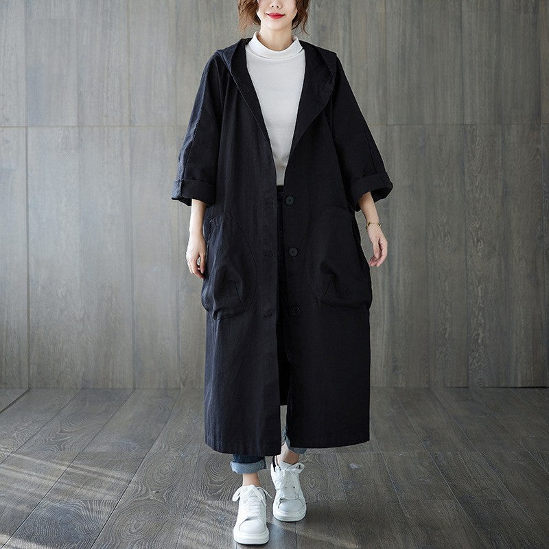 Damen Oversized Kapuzenmantel mit praktischen Taschen Drune
