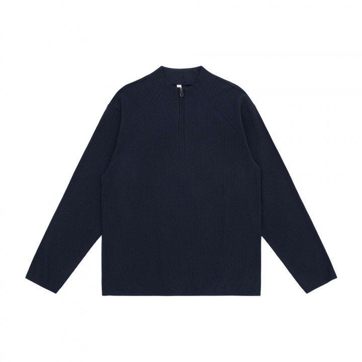 Unisex Waffelstrick-Halbzip-Pullover mit Raglanärmeln Drune