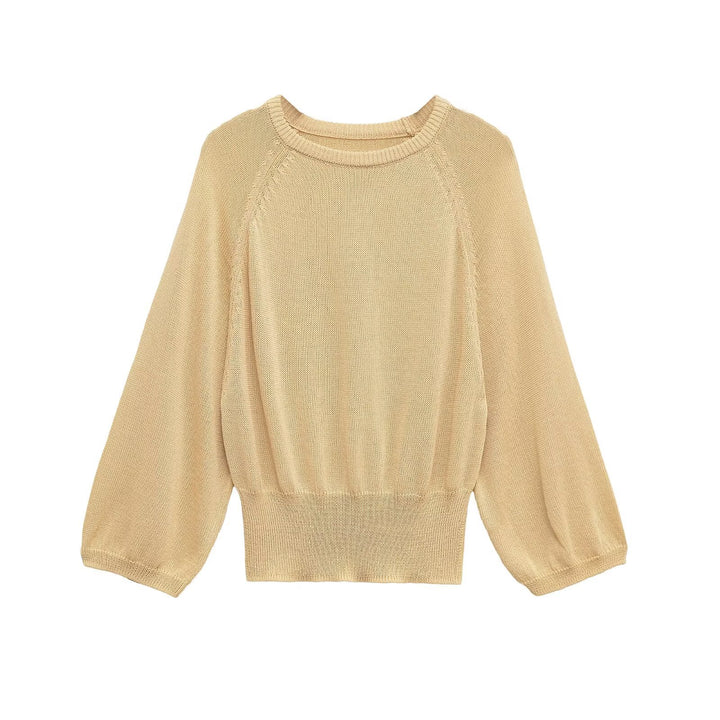 Damen lässiger Pullover mit ballonförmigen Ärmeln und feinem Strick Drune