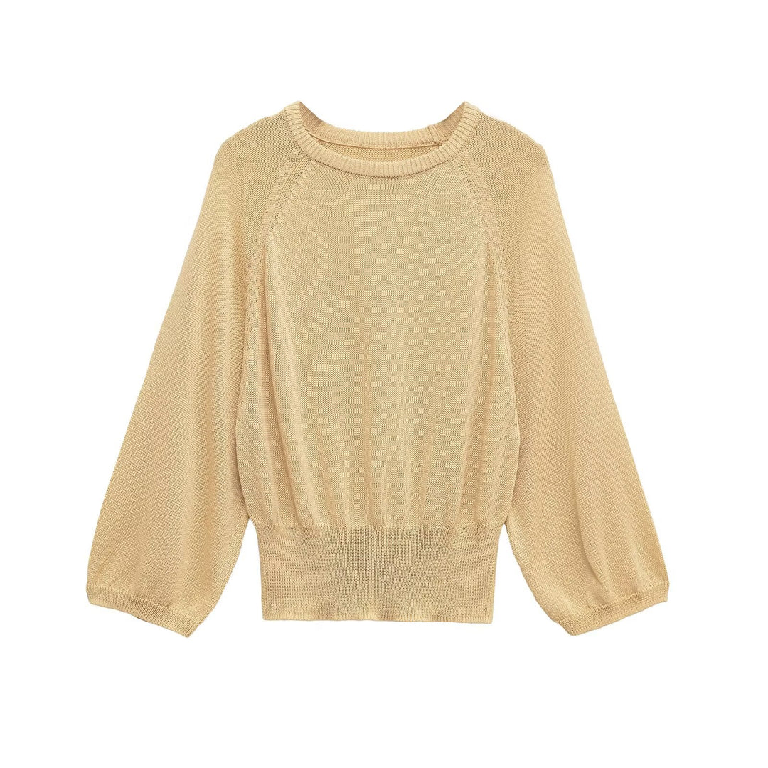 Damen Oversize-Strickpullover mit Ballonärmeln und breitem Rippbund Drune