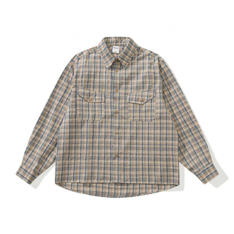 Unisex Kastenförmiges Overshirt aus Baumwoll-Leinenmix mit aufgesetzten Brustklappen Drune