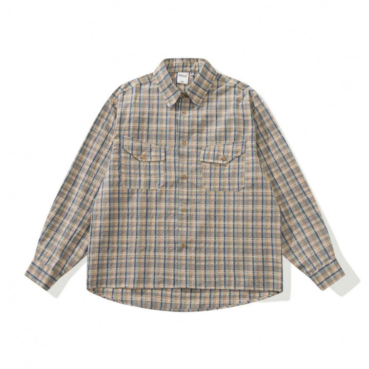 Unisex Kastenförmiges Overshirt aus Baumwoll-Leinenmix mit aufgesetzten Brustklappen Drune