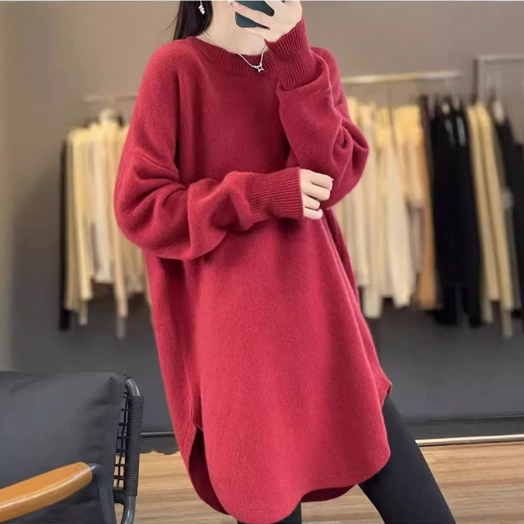 Damen lässiger Pullover mit lockerer Passform aus hochwertiger Wolle Drune