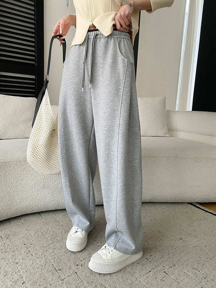 Damen lässige Sweatpants mit hohem Bund und weit geschnittenem Bein Drune