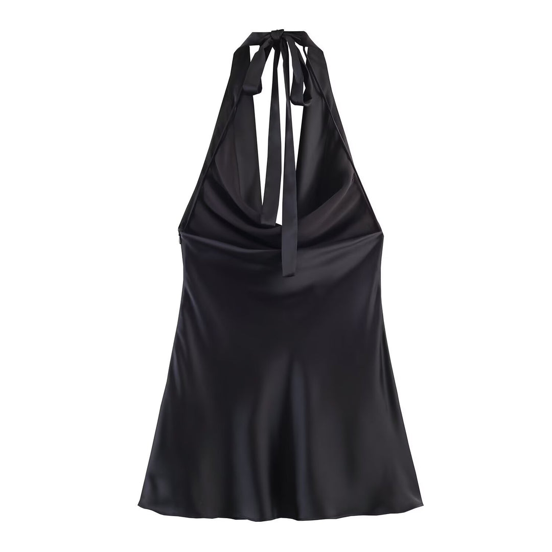 Damen Chic Haltertop aus hochwertigem Satin Drune