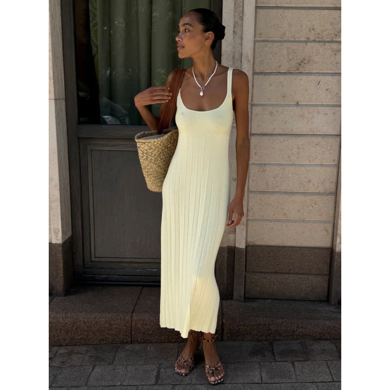 Damen Elegantes gestricktes Maxikleid mit schmalem Schnitt Drune
