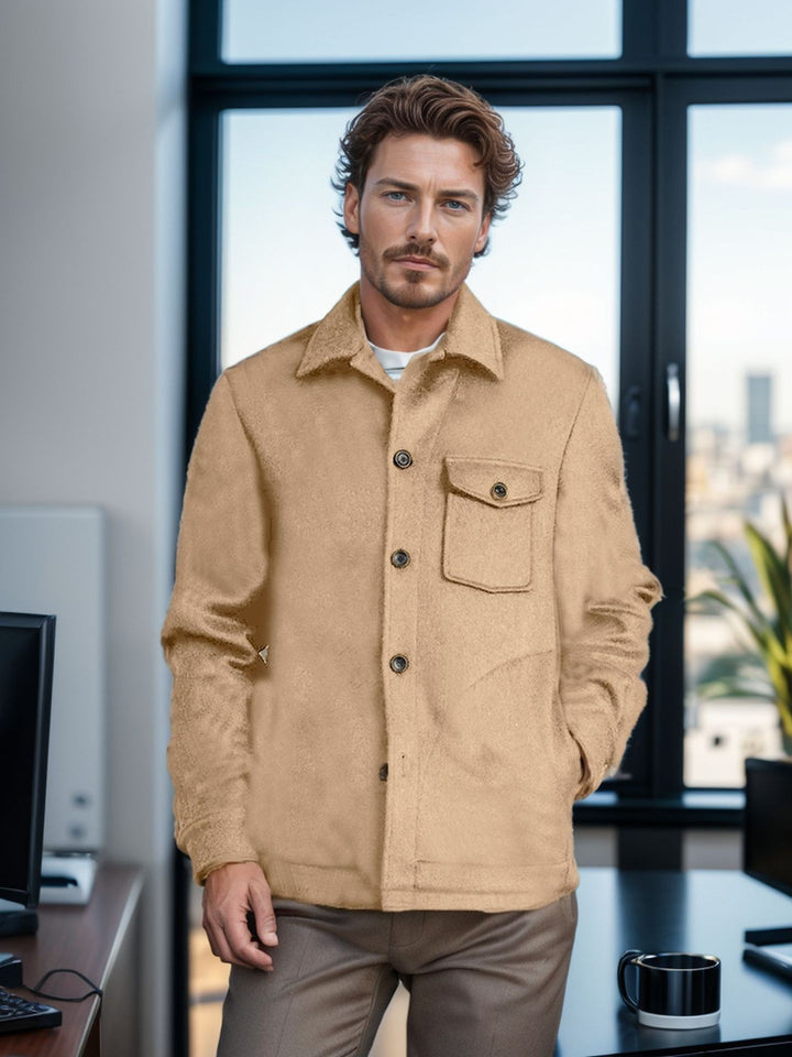 Herren Hemdenjacke aus Wollmix mit aufgesetzter Brusttasche und klassischem Hemdkragen Drune