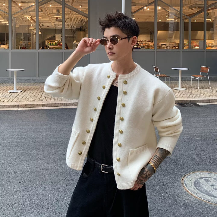 Herren Modische Strickjacke mit Knöpfen Drune