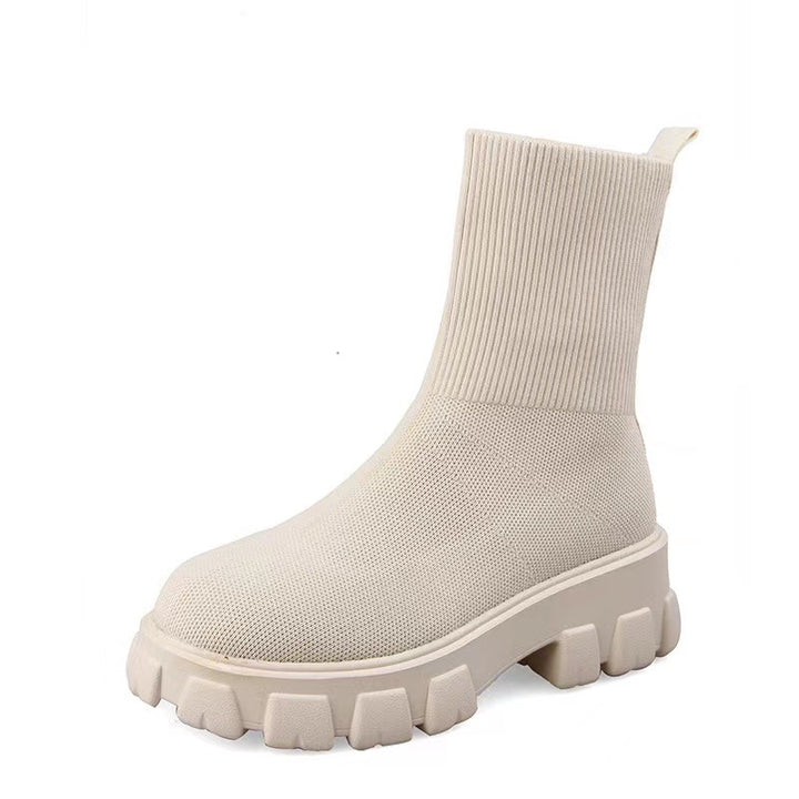 Damen  Strick-Stiefelette mit sockenähnlichem Schaft und markanter Profilsohle Drune