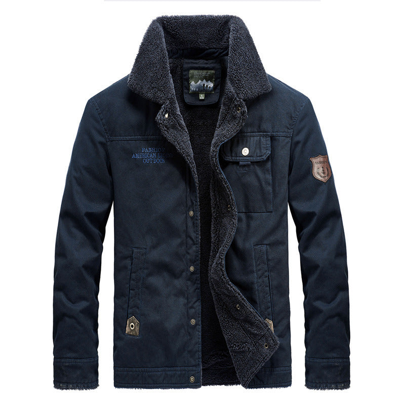 Herren Robust verarbeitete Canvas-Blousonjacke mit vollem Sherpa-Innenfutter und Utility-Taschen Drune