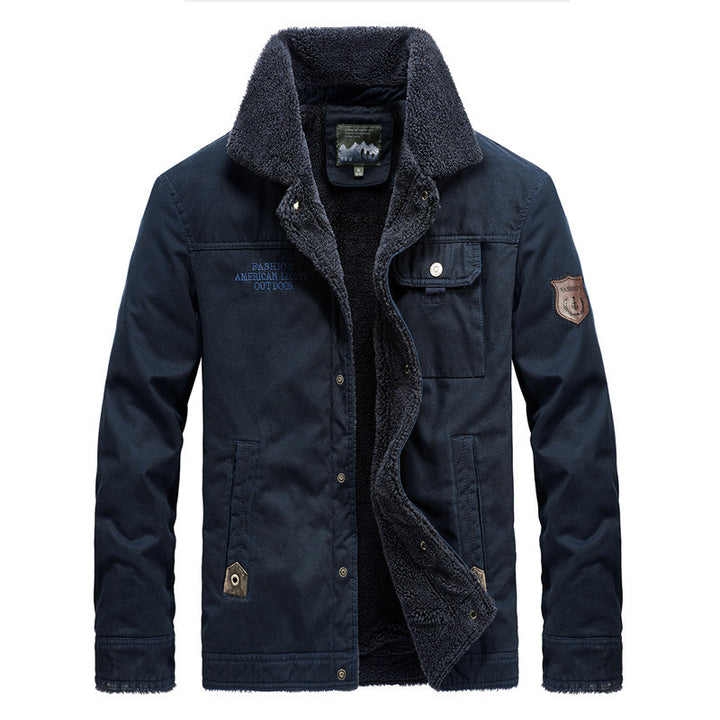 Herren Robust verarbeitete Canvas-Blousonjacke mit vollem Sherpa-Innenfutter und Utility-Taschen Drune
