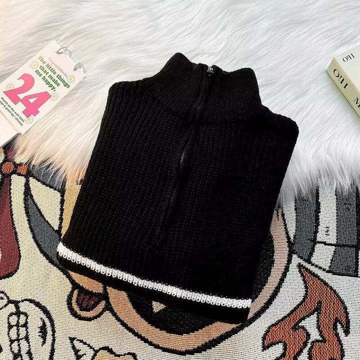 Herren Grobstrickpullover mit hohem Kragen und praktischem Reißverschluss Drune