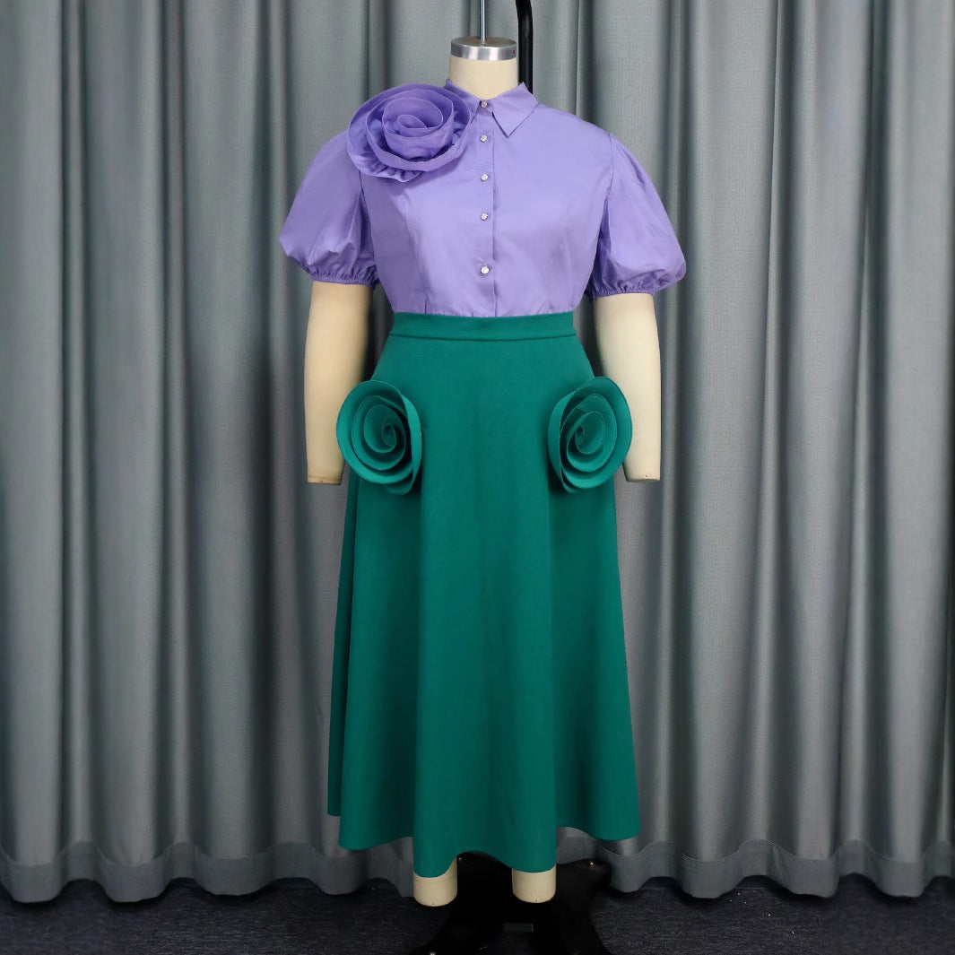 Damen Elegantes Kleid mit voluminösen Rüschendetails Drune