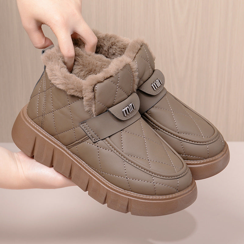 Damen Weiche und gefütterte Winterstiefel mit praktischer Klettverschlussfunktion Drune