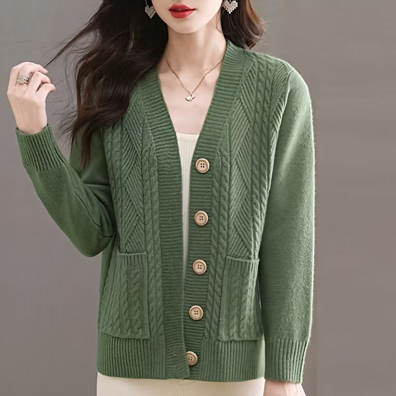 Damen Strickjacke mit V-Ausschnitt und Taschen Drune