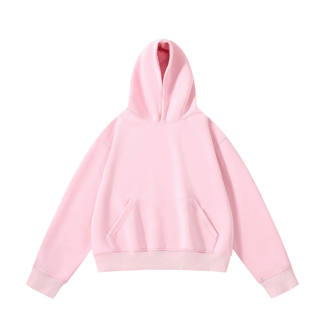 Unisex schwerer Oversize-Kapuzenpullover mit doppellagiger Kapuze Kängurutasche und breitem Rippbund Drune
