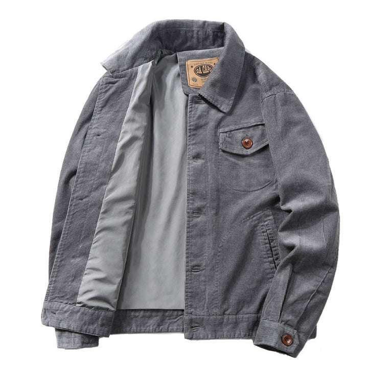 Herren Cord-Truckerjacke mit leichtem Innenfutter, Hemdkragen und aufgesetzter Brustklappe Drune