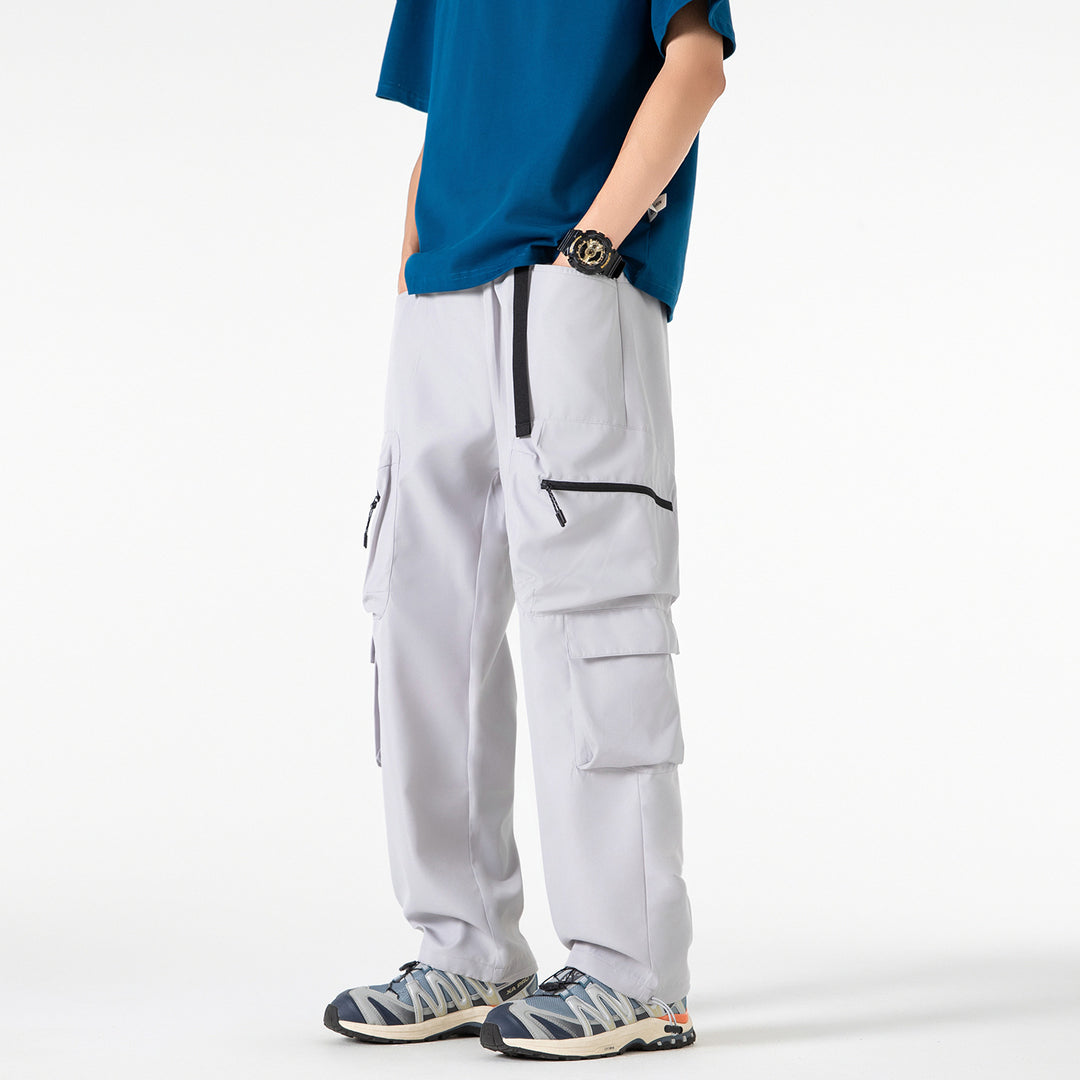 Herren Breite Cargo-Hose im Utility-Design mit elastischem Bund, integrierter Gurt und multifunktionalen Taschen Drune