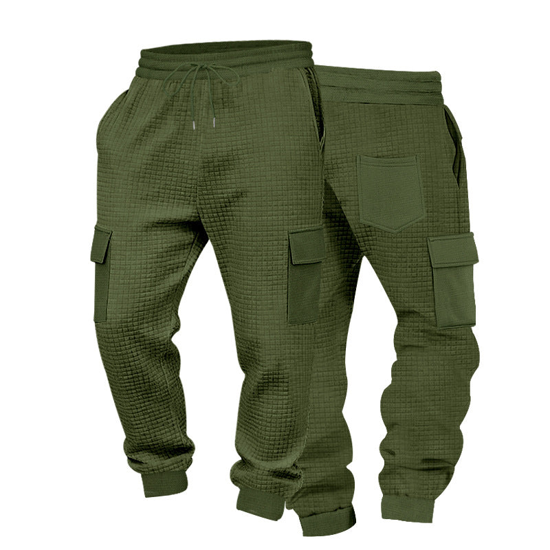 Herren Cargo-Jogginghose mit Waffelstruktur, elastischem Bund und Klappentaschen Drune