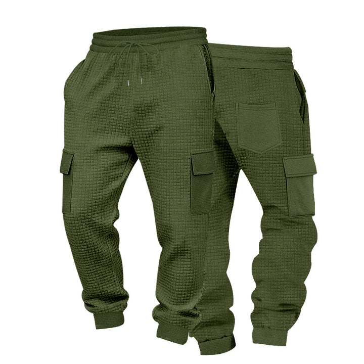 Herren Cargo-Jogginghose mit Waffelstruktur, elastischem Bund und Klappentaschen Drune