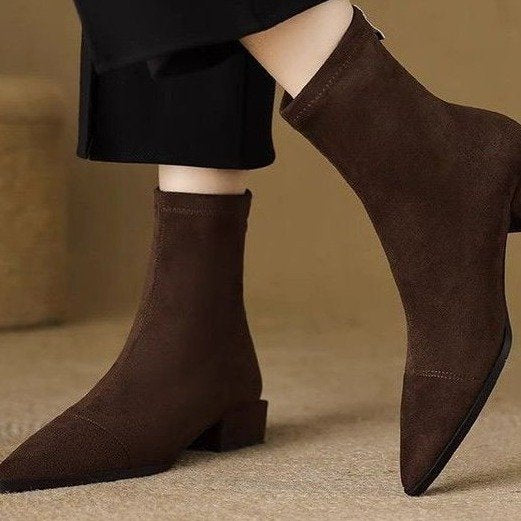 Damen Elegante spitze Stiefeletten mit flexiblem Schaft Drune