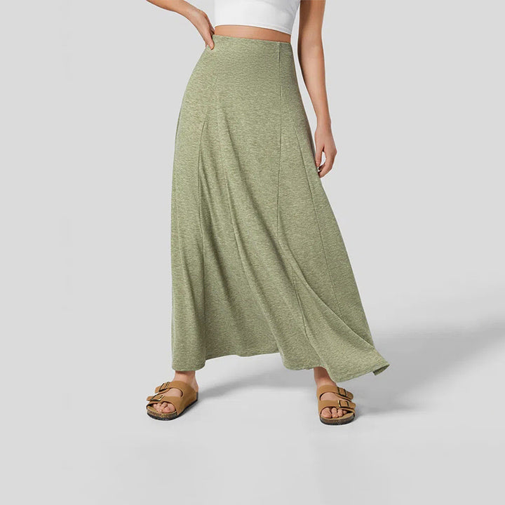 Damen fließender Maxirock mit hohem Bund und Stretch-Jersey Drune