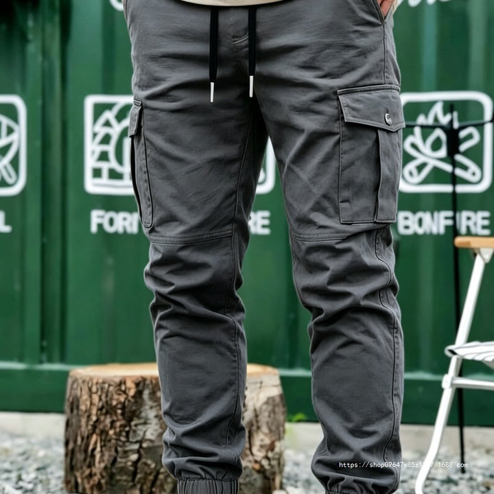 Herren Tapered Cargo-Jogginghose mit Tunnelzug, elastischen Bündchen & Mehrfachtaschen Drune