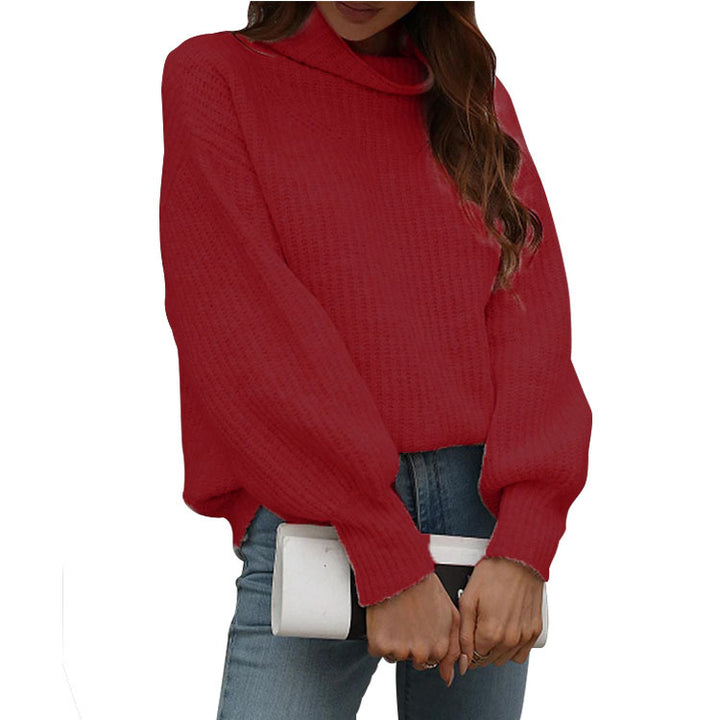Damen oversized Strickpullover mit lässigem Hohe-Kragen-Design Drune