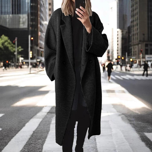 Damen Oversized Wollmantel mit elegantem Schnitt und praktischen Taschen Drune