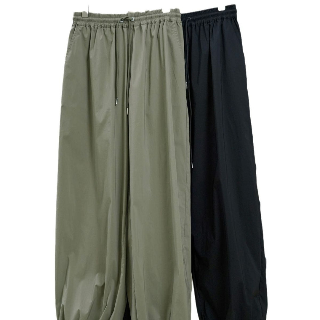 Damen Weite Baumwollmix-Baggyhose mit elastischem Tunnelzugbund Drune