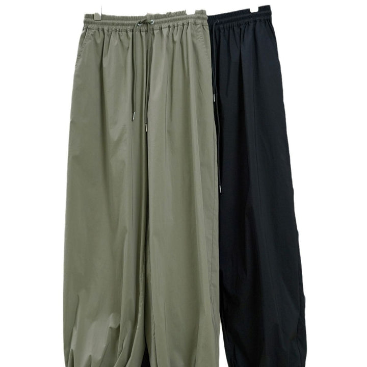 Damen Weite Baumwollmix-Baggyhose mit elastischem Tunnelzugbund Drune