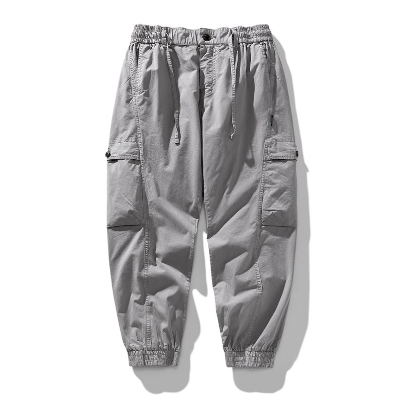 Herren Elastische Cargo-Jogginghose mit Tunnelzug, Knieabnähern und Multifachtaschen Drune