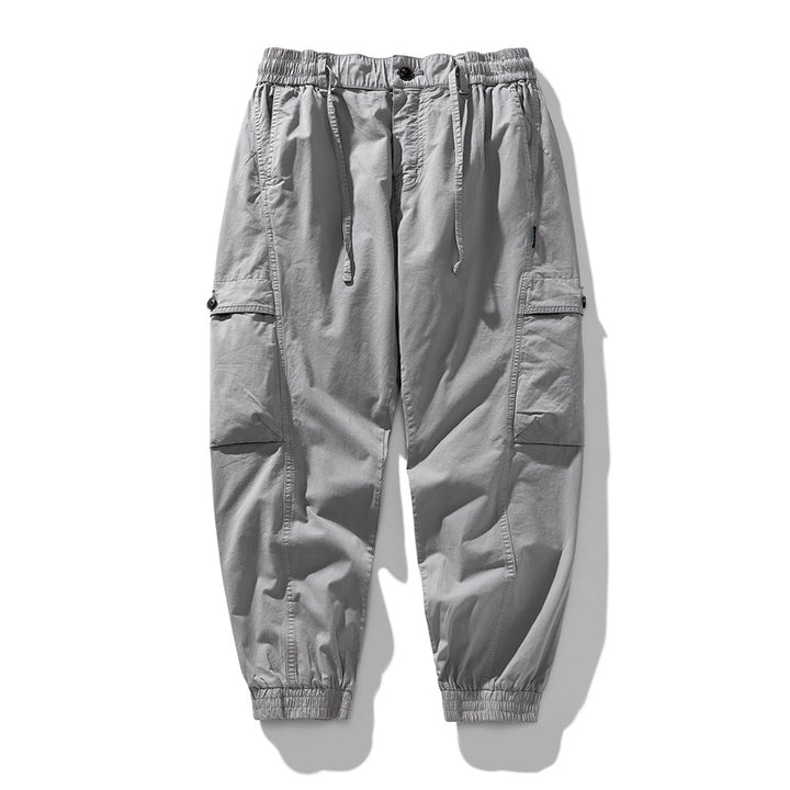 Herren Elastische Cargo-Jogginghose mit Tunnelzug, Knieabnähern und Multifachtaschen Drune