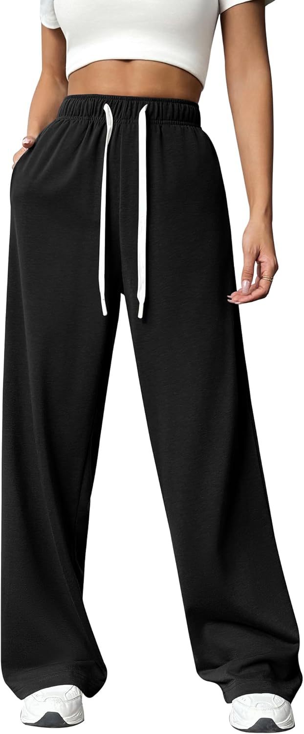 Damen Relaxed Weite Jersey Drawstring Lounge-Hosen Drune