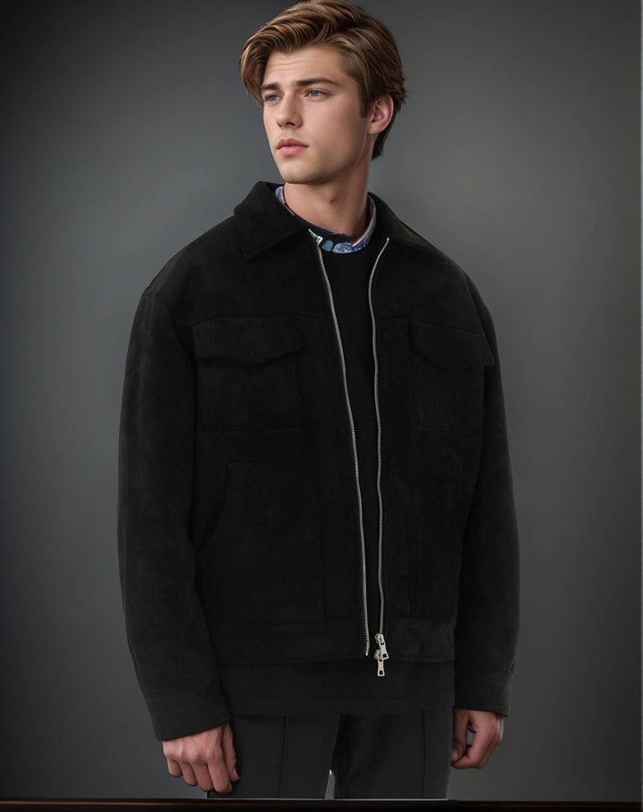 Herren modische Jacke mit praktischen aufgesetzten Taschen und Reißverschluss Drune
