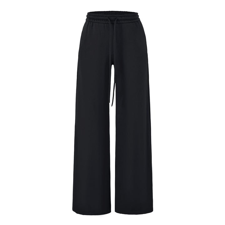 Damen Weite Lounge-Hose mit hohem elastischen Bund und Kordelzug Drune