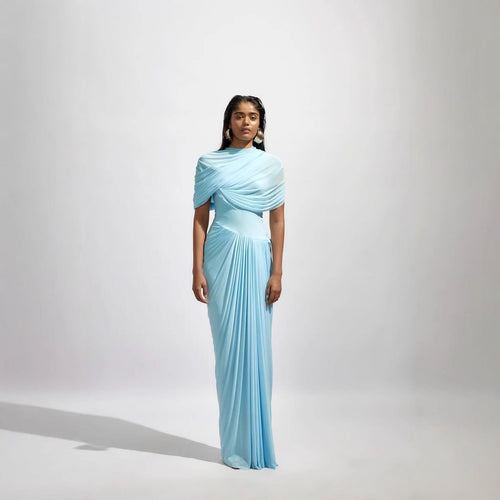 Damen Maxikleid mit eleganter Drapierung und asymmetrischen Cut-Outs Drune