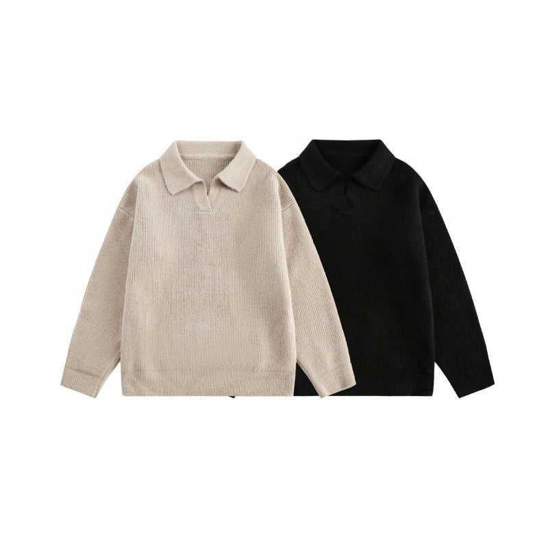 Unisex Weitgeschnittener Feinstrick-Polo mit kurzem Henleyverschluss und Kentkragen Drune