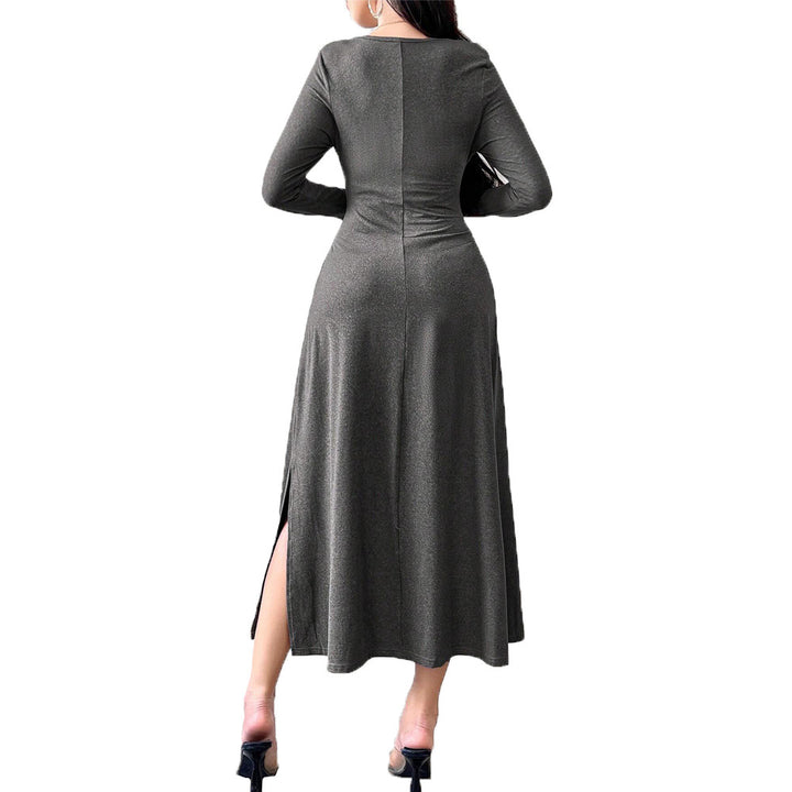 Damen Midikleid mit elegantem quadratischen Ausschnitt und lässigen Rüschendetails Drune