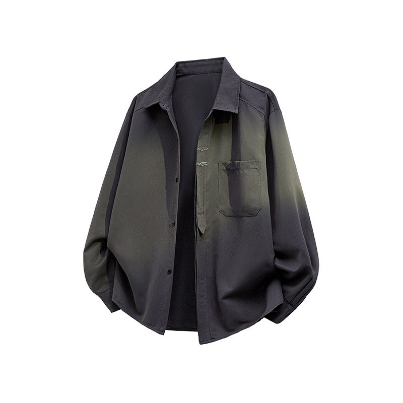 Unisex Oversize Hemdjacke im minimalistischen Utility-Look mit Brusttasche und verdeckter Knopfleiste Drune
