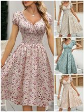 Damen Sommerliches Maxikleid mit Rüschendetails und elastischem Taillenbereich Drune