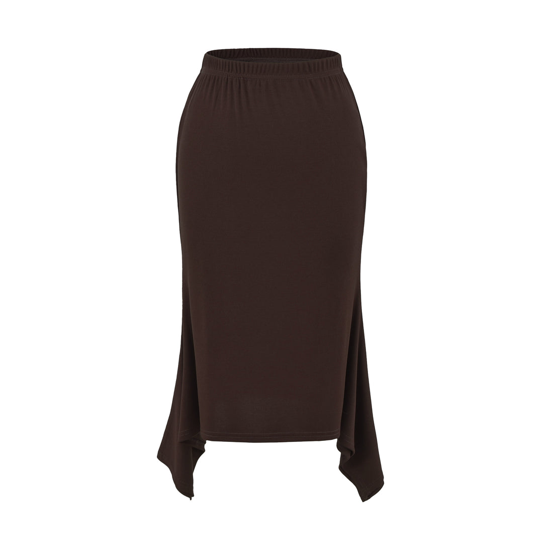 Damen Asymmetrischer Jersey-Midirock mit elastischem Bund und Zipfelsaum Drune