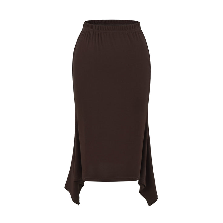 Damen Asymmetrischer Jersey-Midirock mit elastischem Bund und Zipfelsaum Drune