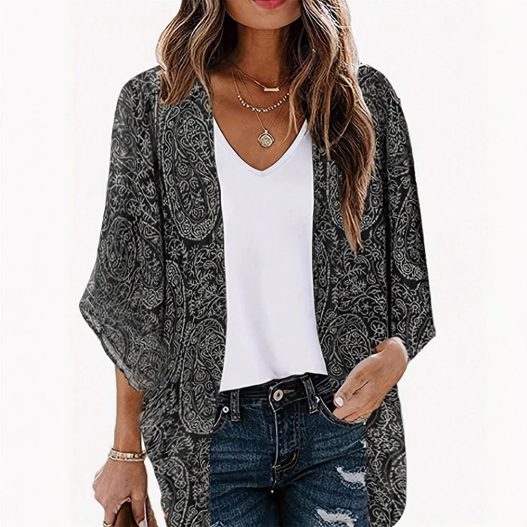 Damen Kimono-Jacke mit trendigem Muster und lockerem Schnitt Drune