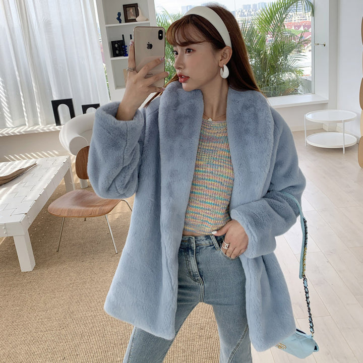 Damen Oversized Kunstpelzjacke mit voluminösen Ärmeln Drune