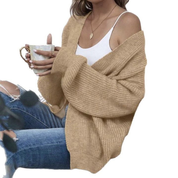 Damen Offener Oversize-Strickcardigan mit Raglanärmeln und feiner Rippenstruktur Drune