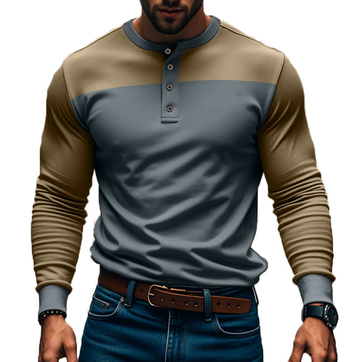 Herren nan funktionales Henley-Langarmshirt mit Raglanärmeln, verstärkter Knopfleiste und tailliertem Schnitt Drune