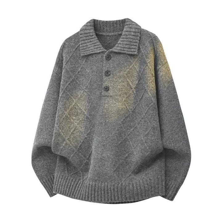 Damen Strickpullover mit Polokragen und Rautenstruktur Drune