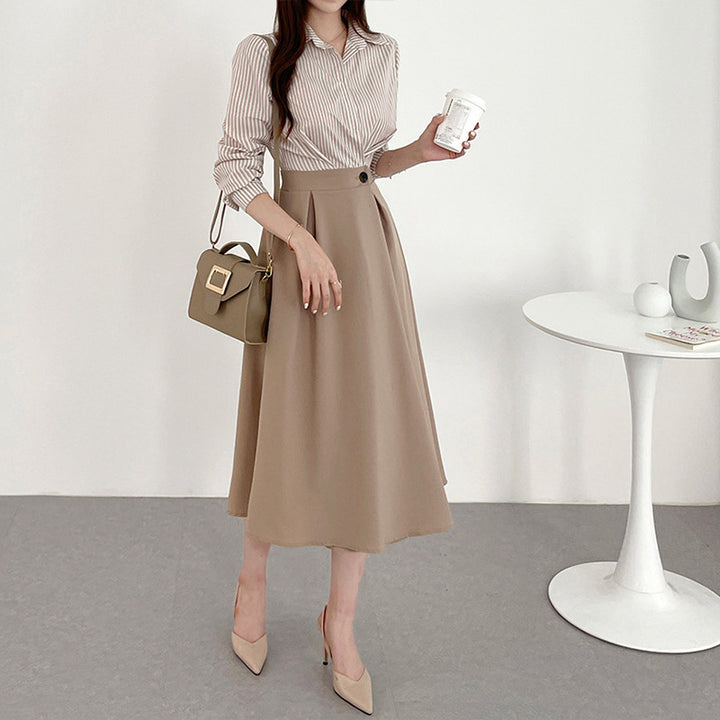 Damen Eleganter A-Linien Midi-Rock Drune
